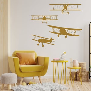 Airplane Wall Art Decal Vinyl Sticker Decals Biplane Decor Plane Air Airplane Decal Boy Room Decor Bedroom Gift Nursery Dorm Decor 643SE