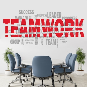 Teamwork Office Wall Decal, Motivation Teamwork Success Idea Wall Decal, Business Wall Decal Decor, Office wall vinyl stickers decals 568SE