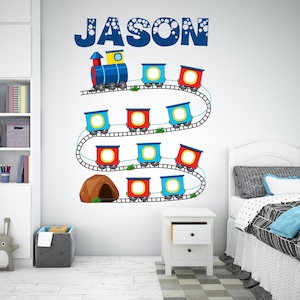 Nombre personalizado Railroad Track Wall Vinyl Stickers Train Track Wall Calcomanías Train Railway track wall décor Nursery Decor Kids Room 558SE