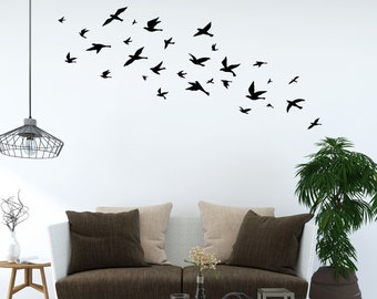 Birds Wall Sticker, Flying Birds Wall Decal, Flying Birds Set, Vinyl Wall Decal for Office Home Decor Room Art, Flying Birds Sticker 598SE