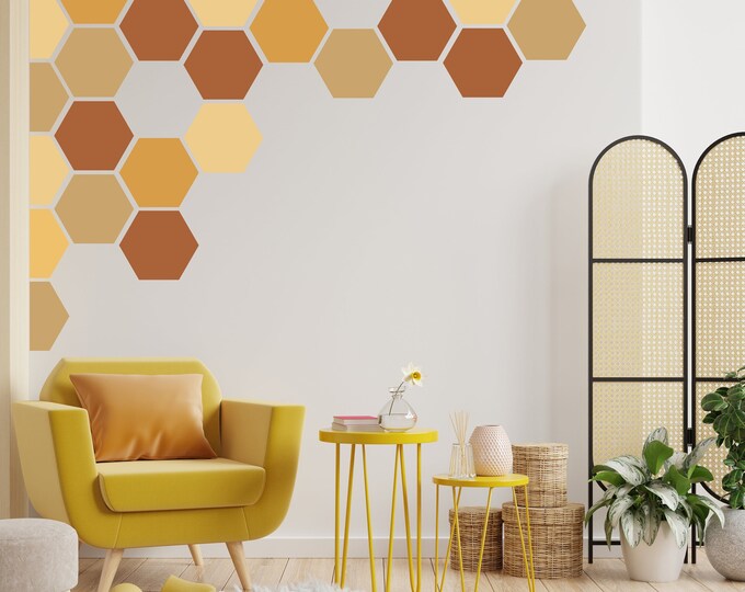 50x Honeycomb Wall Decals Decor - Geometric Hexagon Sticker for Bedroom ...