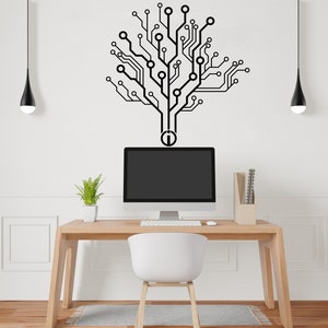 Platine Büro Wandtattoal, Technik Vinyl Wandkunst Aufkleber, Gamer Room Aufkleber, Computer IT Dekor, Software Wandsticker Büro 887SE