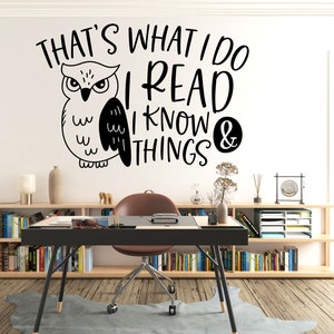 Owl book Lover Quotes Books Wall Decals Books Wall Art Book Lover Gifts Book Wall Sticker Book Wall Decor Book Vinyl 125EZ