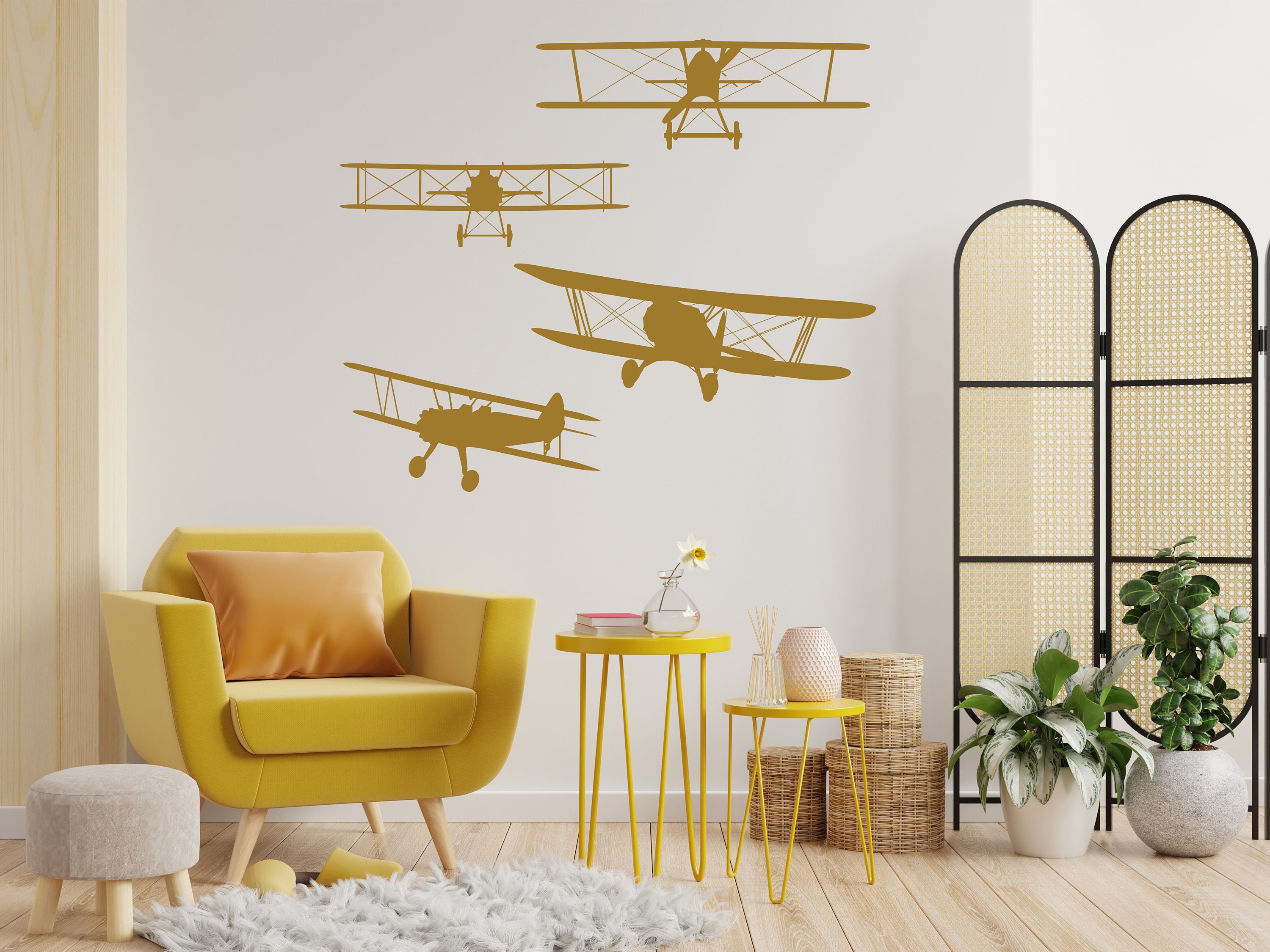Airplane Wall Art Decal Vinyl Sticker Decals Biplane Decor Plane Air ...