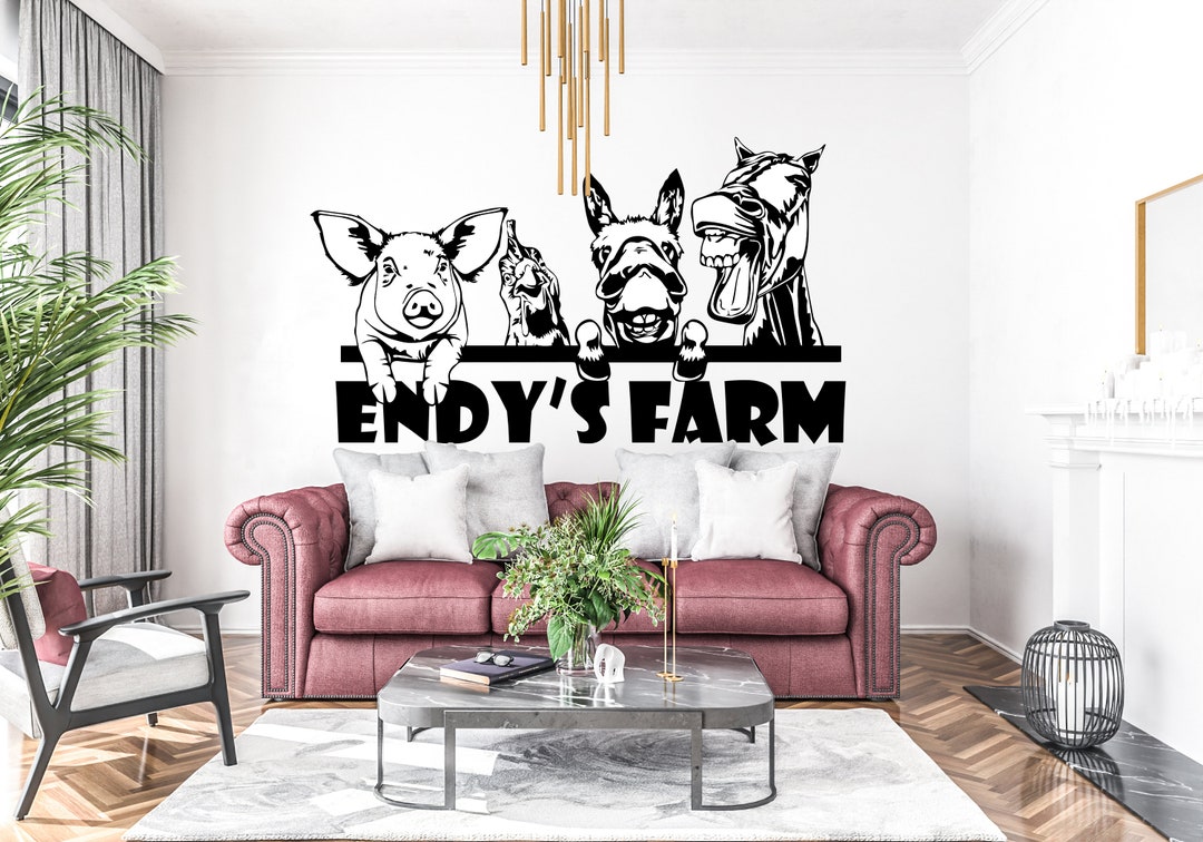 Farm Wall Decor Custom Name Farm Wall Decal Personalized Gifts Horse ...