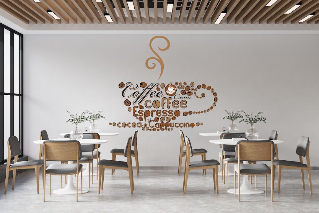 Coffee Shop Wall Decor, Coffee Shop Wall Art Decal, Coffee Vinyl Sticker Decal, Bar Restauraunt
