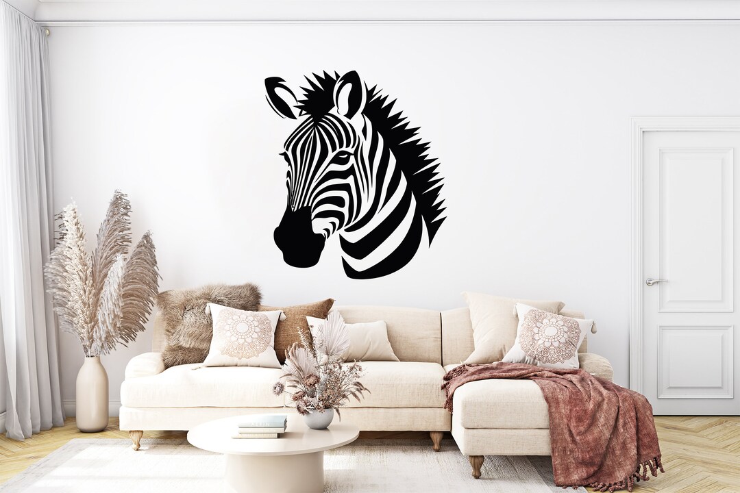 Zebra Head Wall Decal Zebra Wall Art Drippy Zebra Wall Decor Animals ...