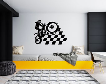Motocross Wall Decal Dirt Bike Rider Wall Sticker Motorcycle Wall Decor SG 1668