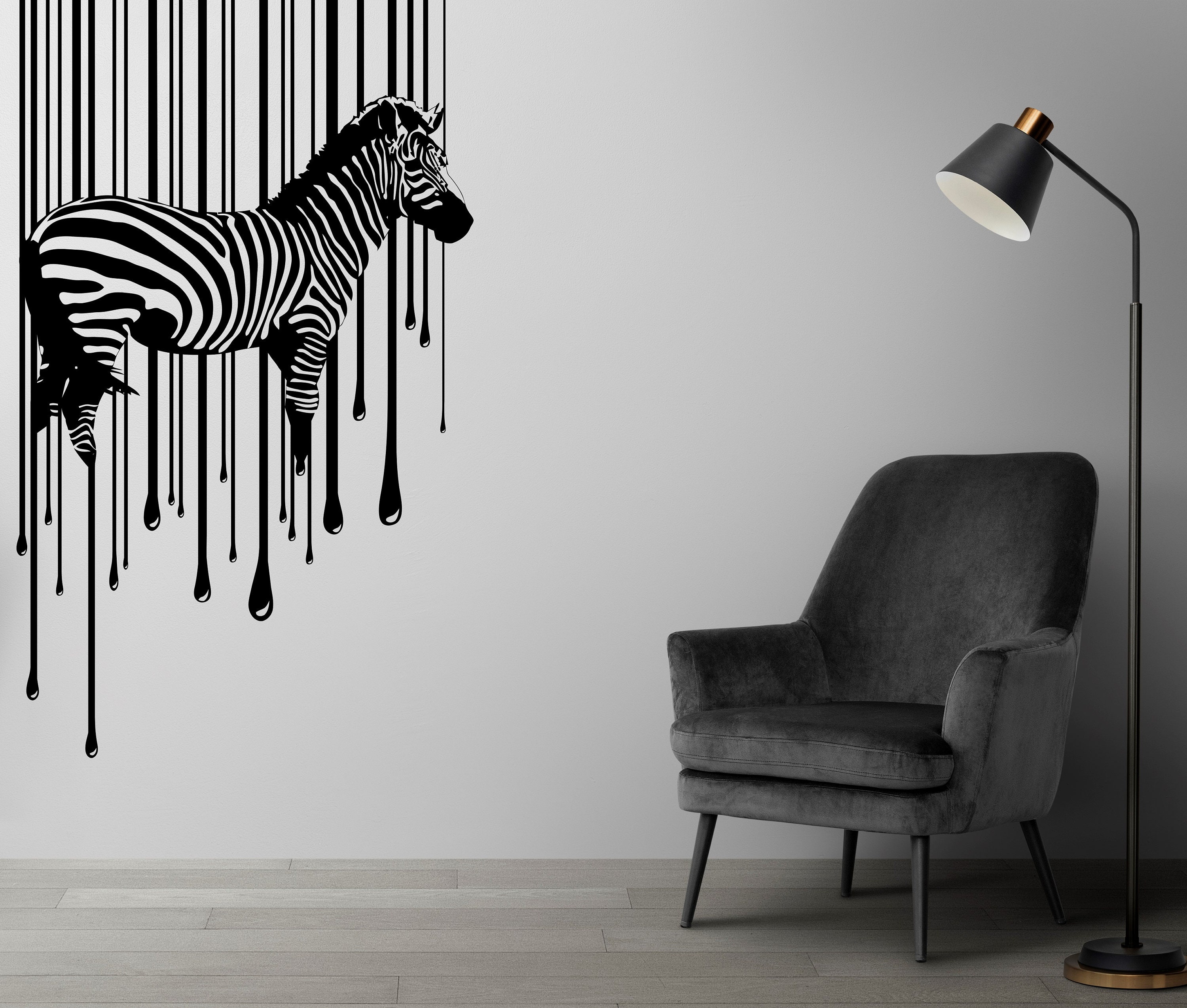 Zebra Wall Art Decal Zebra Wall Art Drippy Zebra Wall Decor Animals ...