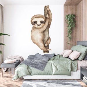 Faultier Mode Wandtattoa, Faultier Wandtattoa, Faultier Schlafmodus Wanddeko Faultier Wandsticker Faultier Wanddeko Aquarell, Schlafzimmer 423EZ