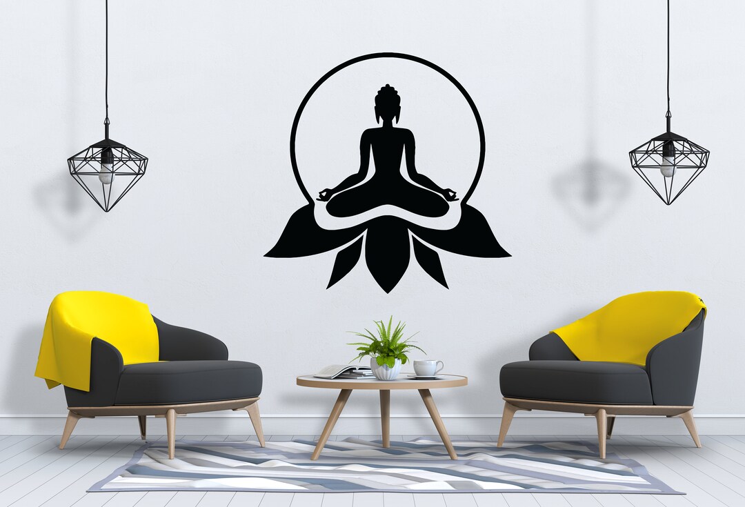 Yoga Wall Decal Yoga Pose Wall Decal Lotus Mandala Wall Decor Buddha ...