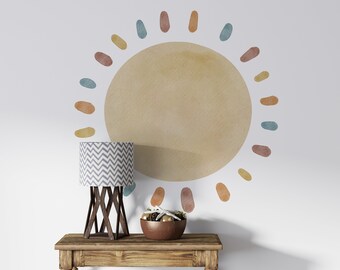 Wandtattoo Sonne, Boho Wandbild Sonne Sonnenschein Boho Wandtattoo, Sonne Kinderzimmer Wanddeko, Badezimmer Dekor Kinderzimmer Sonne Wandkunst, 1052EZ