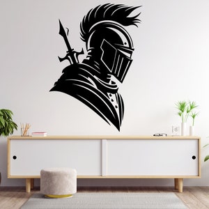 Chevalier Sticker Guerrier Sticker Mural Chevalier Décoration Murale pour Enfants Chambre Sticker Chevalier mur vinyle 1525EZ