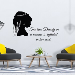 Beautiful African Woman Wall Decal African Girl Wall Sticker Quote Beauty Salon Wall Art SG 877