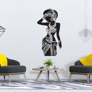 Beautiful African Woman Wall Decal African Girl Wall Sticker Quote Beauty Salon Wall Art SG 876
