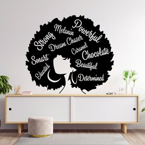 Afro Girl Power, Afro meisje Muur Decor Afro Black Wall Decals Afro Beauty Afrikaanse Diva Vertrouwen Afro Amerikaanse stickers 1313EZ