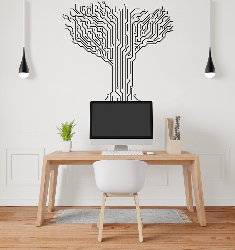 Circuit Board Office Wall Decal, Technology Vinyl Wall Art Decals ...