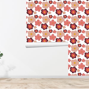60s 70s Retro Wallpaper Floral Wallpaper Vintage Wallpaper Seamless Wall Decor Vintage Printed Removable Self Adhesive Wallpaper 625EZ