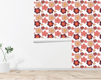 60s 70s Retro Wallpaper Papel pintado floral Papel tapiz vintage Decoración de pared sin costura Vintage Impreso Extraíble Papel tapiz autoadhesivo 625EZ