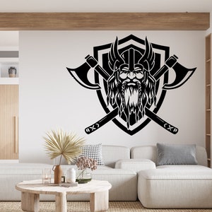 Viking Skull wall Decal, Viking Wall Decal, Skull Wall Art, Skull Wall Decor Skull Wall Sticker Viking Wall Decor Bedroom Home Art 1153EZ