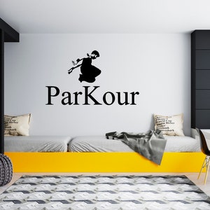 Parkour Wall Decal Silhouet Vrij lopende muur sticker SG1542