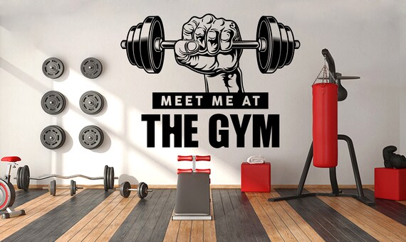 Ontmoet me in de sportschool Stickers Stickers Decals Fitness Wall Art Gym Wall Decor Home Fitness Crossfit Wall Decal Girl Fitness Gifts Workout