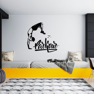 Parkour Wall Decal Silhouet Vrij lopende muur sticker SG1544