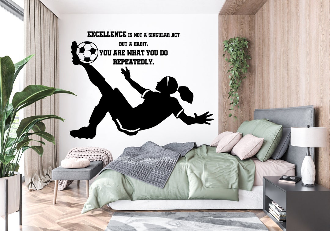 Girl Soccer Wall Decal Soccer Player Wall Sticker Soccer Wall Etsy