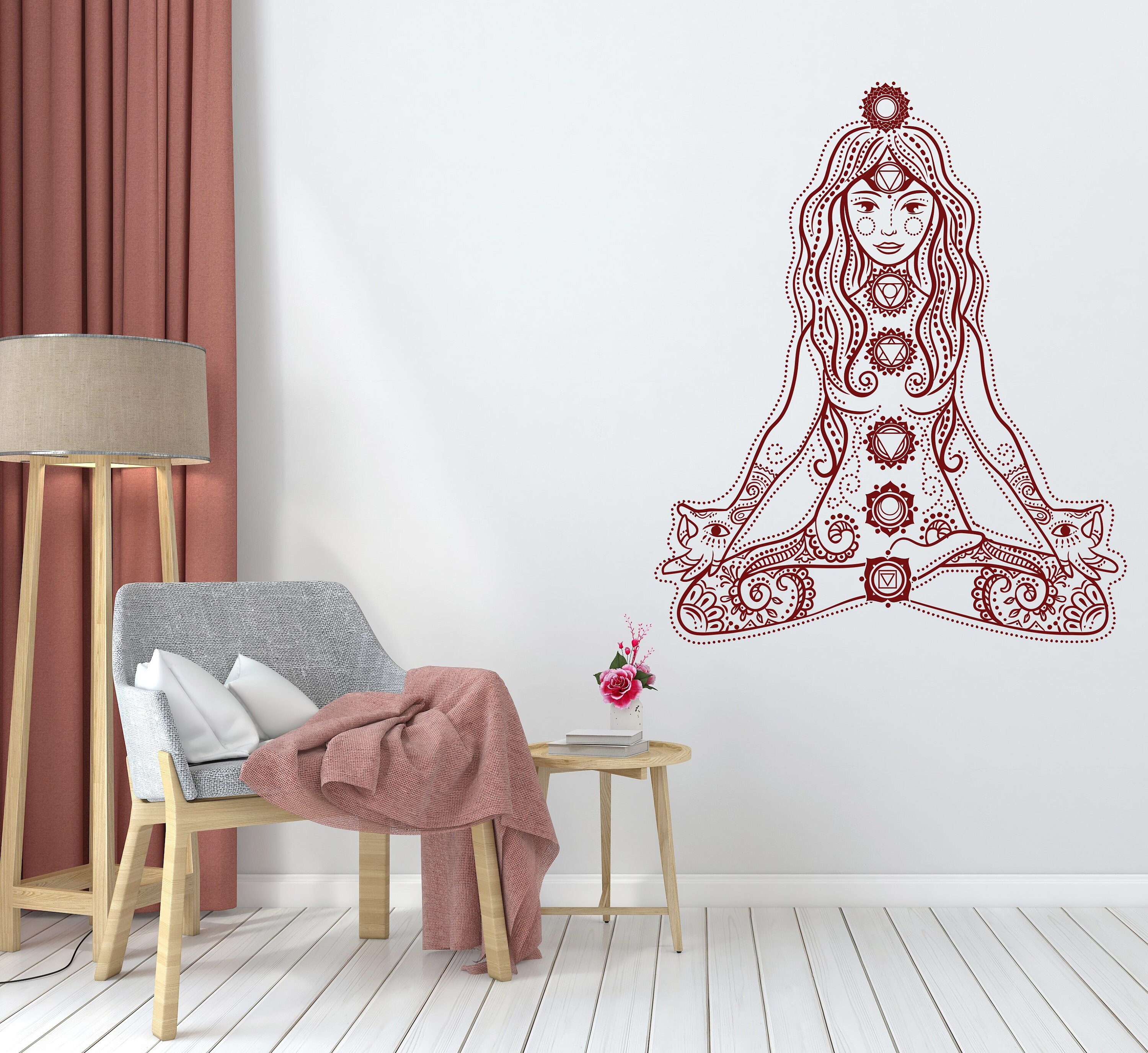 Yoga Pose Wall Vinyl Decal Chakra Asana Namaste Lotus Yoga Studio Room ...