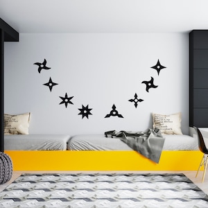 Set of 8 Ninja Stars Wall Decal| Ninja Stars Wall Sticker  Ninja Stars Wall Decor  Ninja Wall Decor for Boys Bedroom SG234