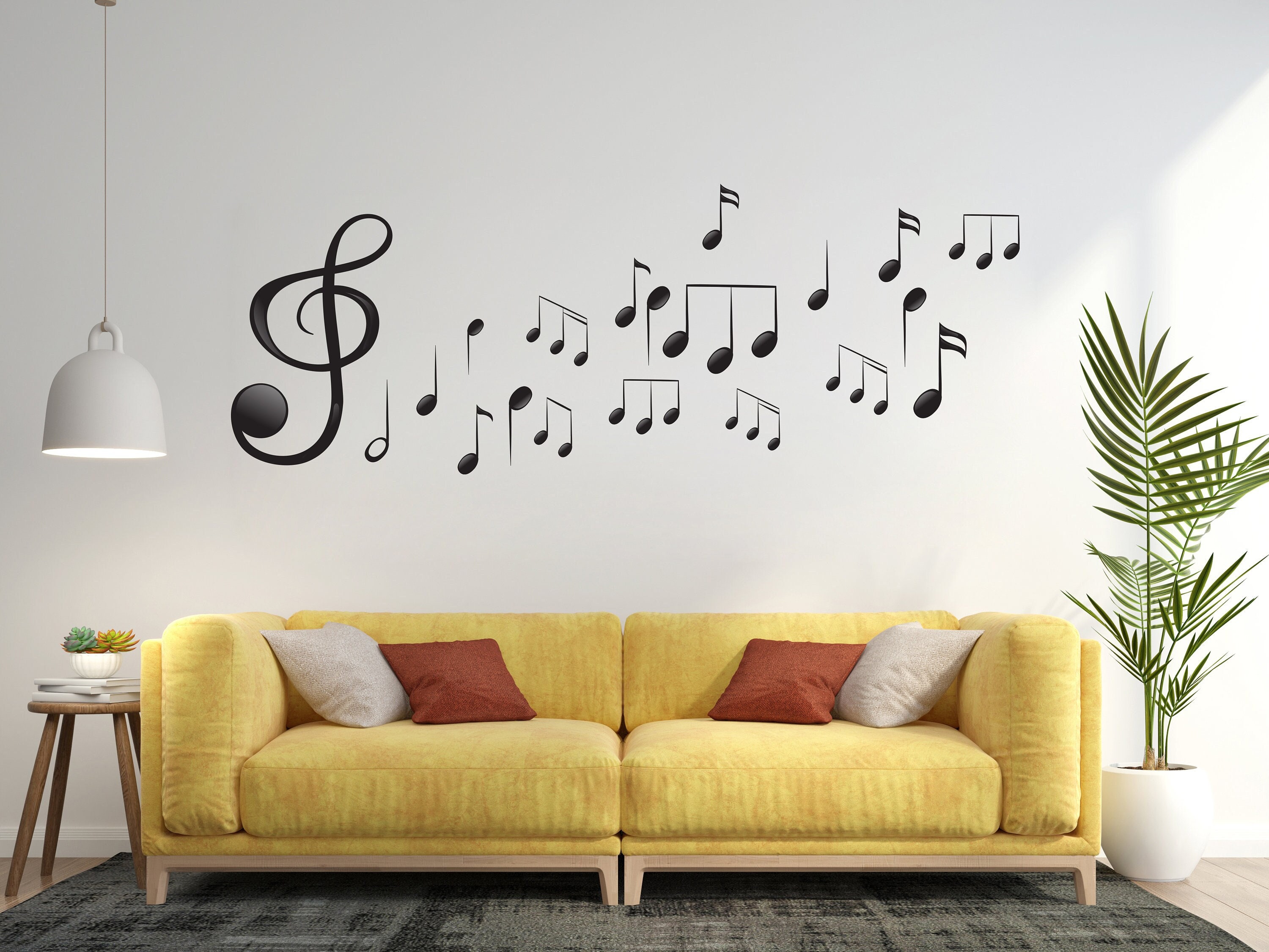 Set musicale di 4 decorazioni da parete in legno; Decorazione da parete con chiave di violino, pianoforte, disco in vinile e nota musicale, decorazione da parete in legno per la stanza del