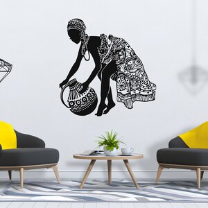 Beautiful African Woman Wall Decal African Girl Wall Sticker Quote Beauty Salon Wall Art SG 886