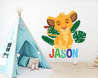 Savanna Smile – Lion Cub Custom Name Wall Decal | Peel & Stick 1031EZ