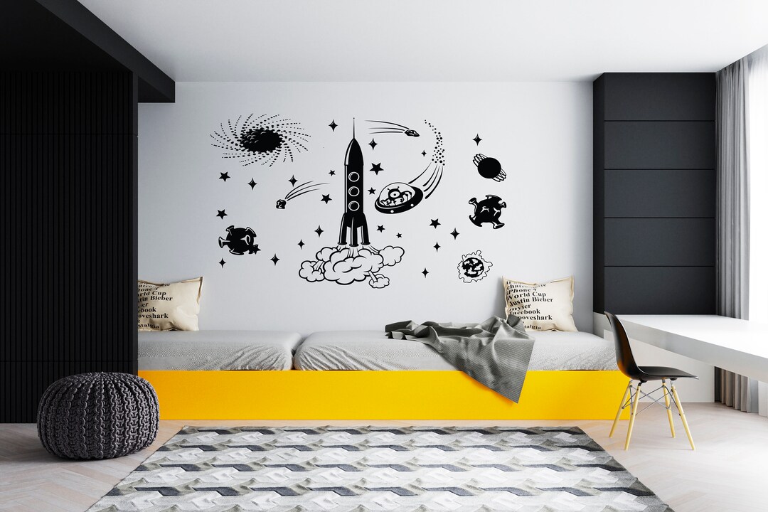 Outer Space Wall Decal Moon Stars Wall Decal Constellation Wall Sticker ...
