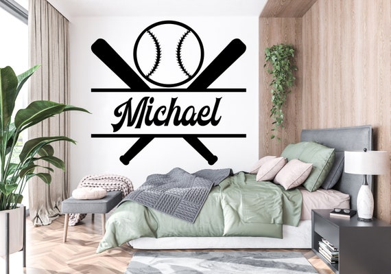 Adesivo da parete personalizzato con nome da baseball: decorazione sportiva per la cameretta dei bambini 5105 - Italia