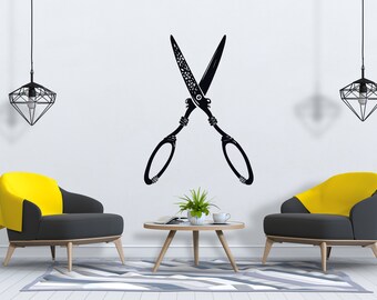 thumbnail interactive-video image 1 of Geckoo Hair Salon Wall Decal – 'LOVE' With Scissors, Vinyl Sticker For Shop Window 1 of 5