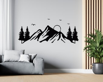 Nature Mountains Wall Decal  Mountain Wall Sticker  Pine Trees Mountains Wall Decal  Adventure Wall Decor SG1719