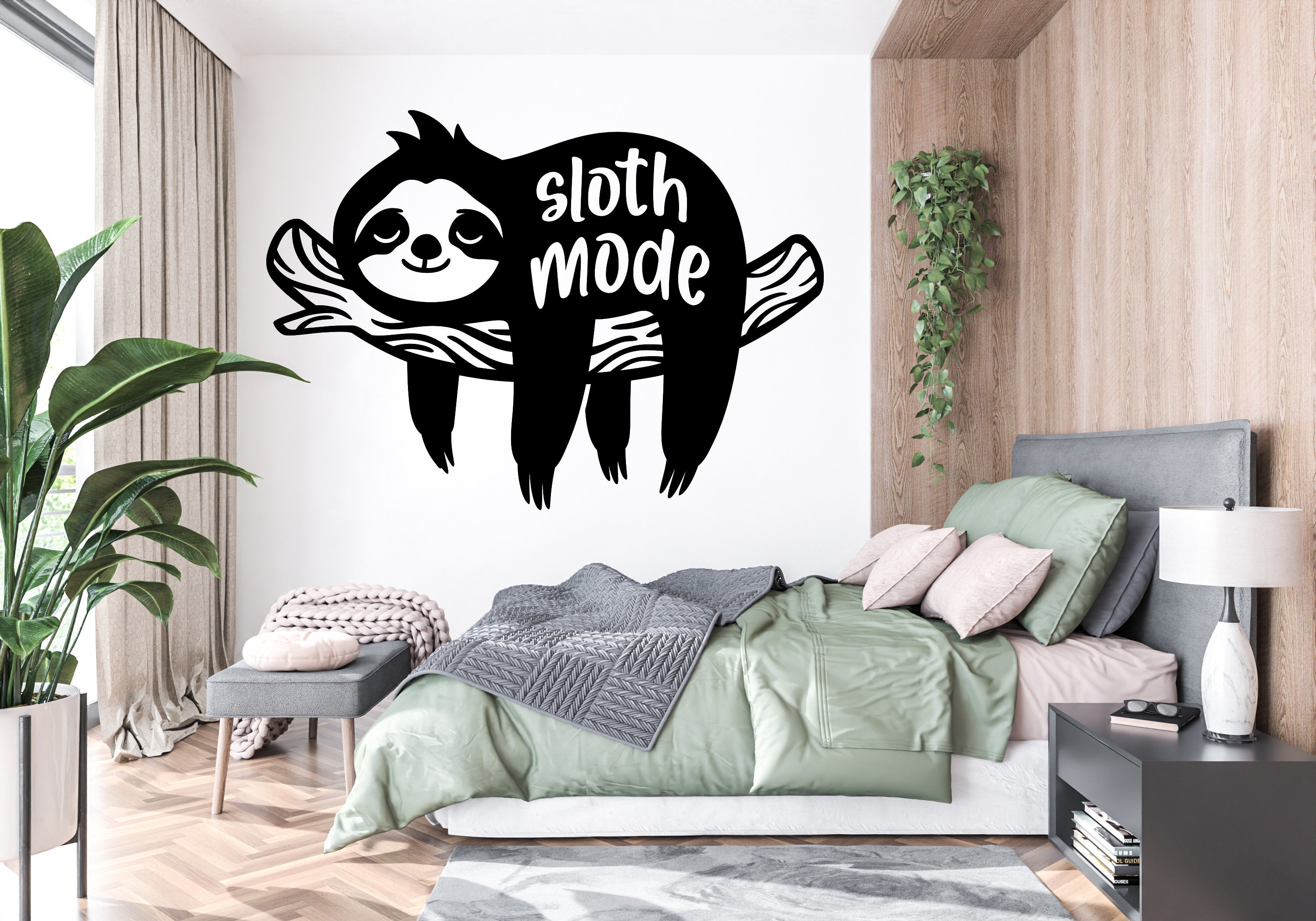 Sloth Mode Wall Decal, Sloth Wall Art, Sloth Sleep Mode Wall Decor ...
