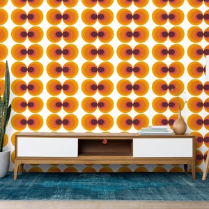 60s 70s Retro Wallpaper Floral Wallpaper Vintage Wallpaper Seamless Wall Decor Vintage Fabric Removable Self Adhesive Wallpaper 636EZ image 2