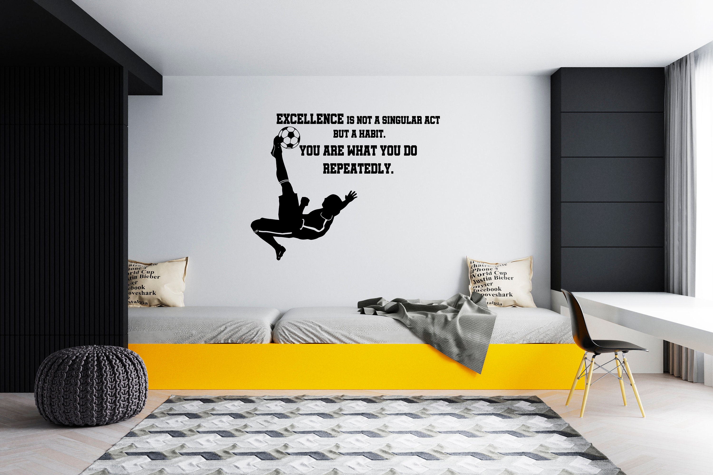Soccer Wall Decal Soccer Player Wall Sticker Soccer Wall Decor SG246 - Etsy
