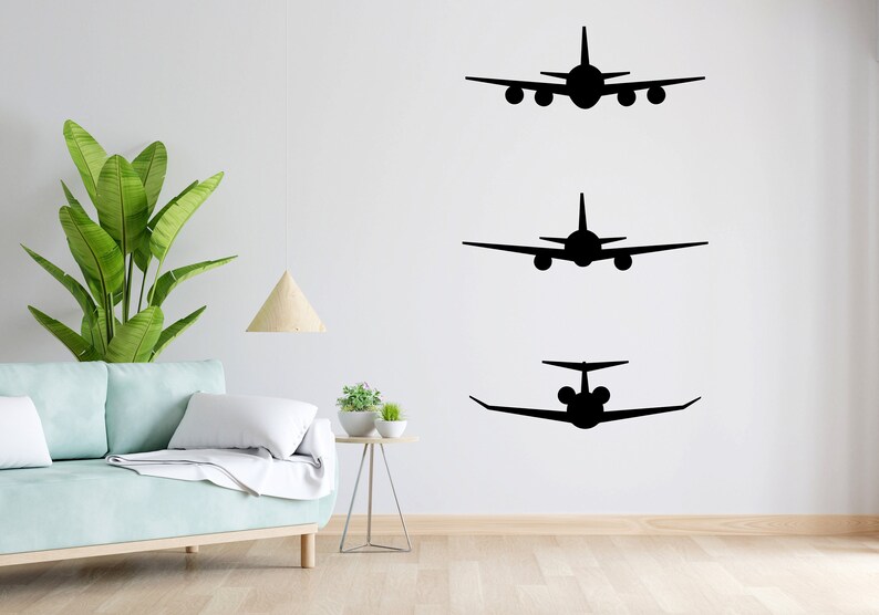 Airplane Wall Art Decal Vinyl Sticker Decals Aviaton Room - Etsy