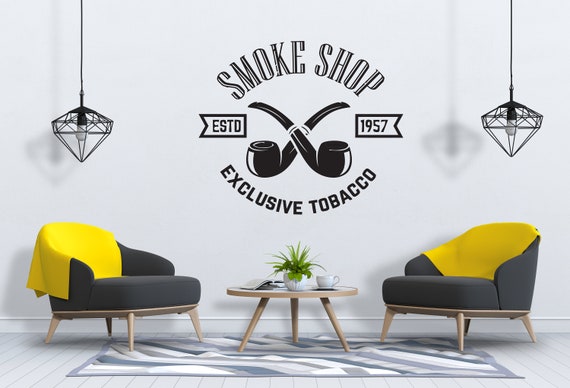Tobacco Pipe Vintage Wall Decal | Smoke Shop Retro Vinyl Sign | Window  Decor | SG1394