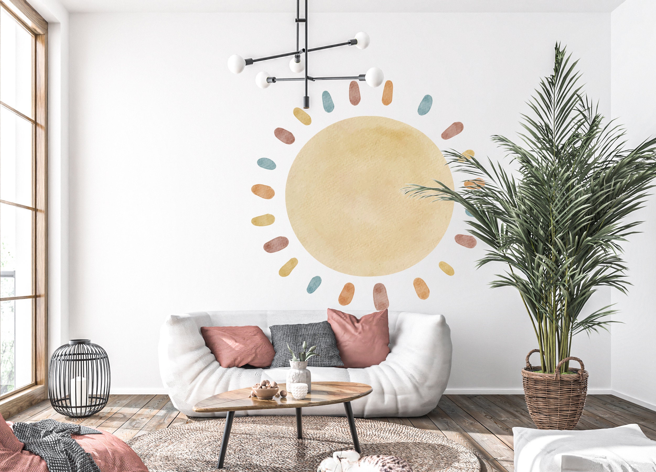Sun Wall Decal, Sun Boho Wall Decor Sunshine Boho Wall Decal, Sun ...