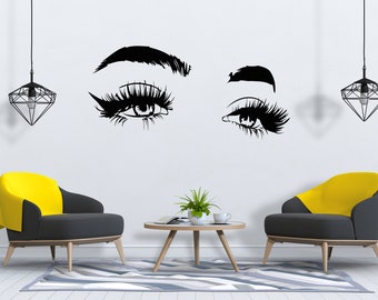 Eyelashes and Eyebrows Wall Decal Lashes and Brows Window Sticker Lashes Extensions Wall Decal Eyes Beauty Salon Wall Art SG 826