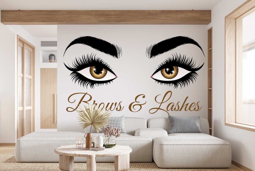 Eyelashes Wall Decal Brows Wall Decor Custom Logo Beauty Salon Stickers