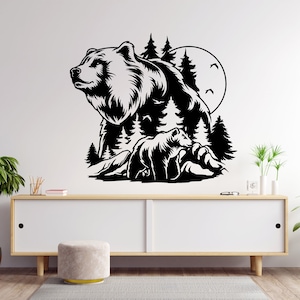 Animali della foresta Cervo Orso Albero vinile Adesivo da parete Decalcomania Decorazione da parete della foresta Deer Deal Adesivo murale dell&#39;albero della foresta Adesivi agricoli 1267EZ