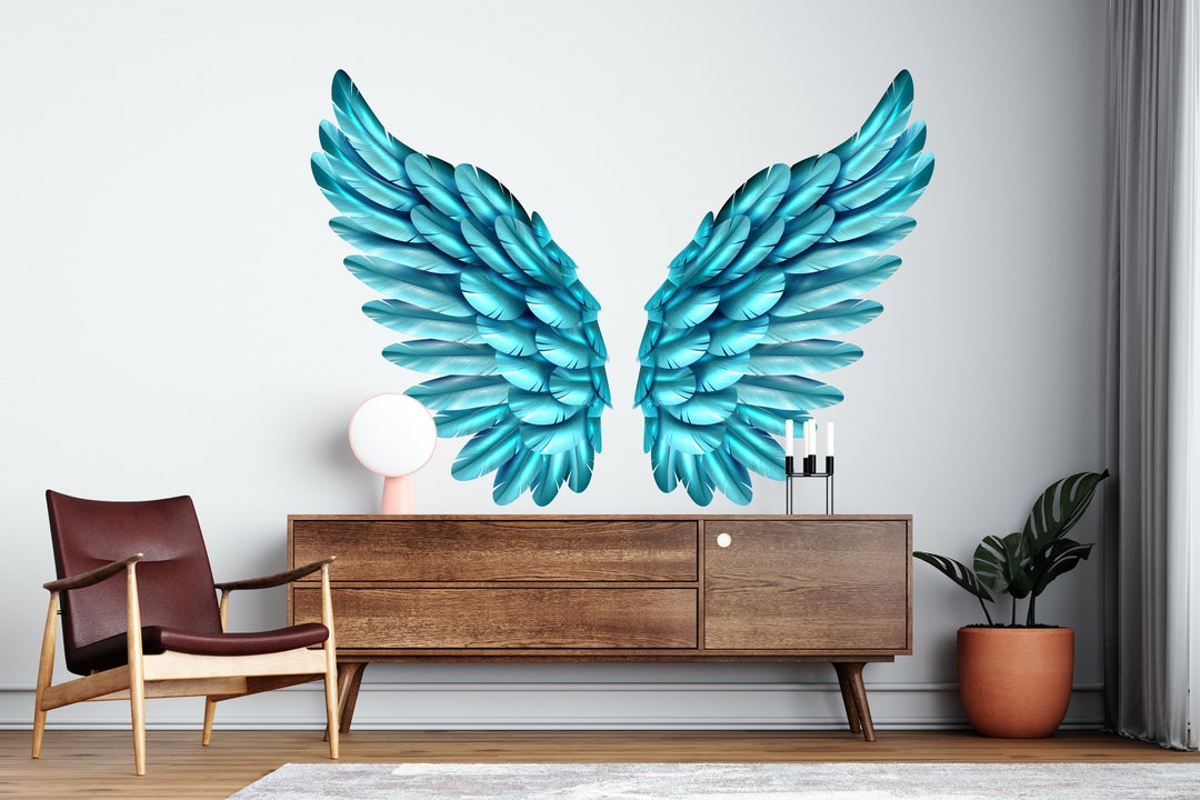 Angel Wings, Flower Wings Mid Century Modern Boho Angel Wings Decal ...