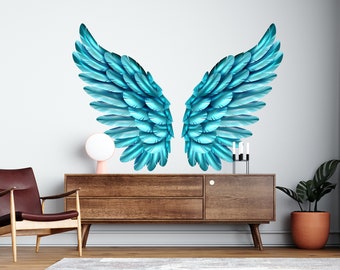 Angel Wings, Flower Wings Mid Century Modern Boho Angel Wings Decal Stickers Nursery Decor Kids Room Wall Art Home Decor 1087EZ