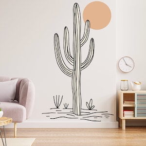 Cactus wall decal, Desert Wall Vinyl Sticker Decal, Cactus Desert Wall Decoration-Floral Leaves Wall Decal, Wall Decor 1319EZ