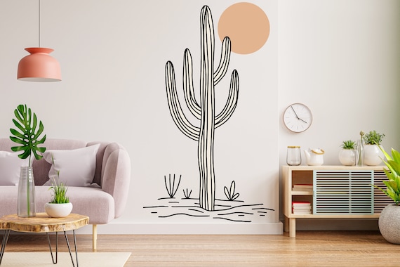Kaktus Wandaufkleber, Wstenwand Vinyl Aufkleber, Kaktus Wste  Wanddekoration-Blumenbltter Wandtattoo, Wanddekor 1319EZ - Etsy sterreich